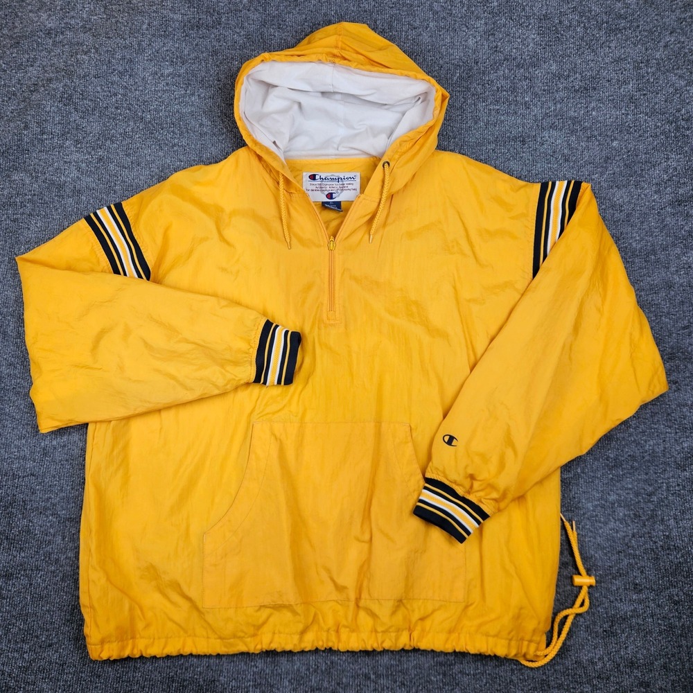 Vintage Champion Windbreaker Jacket Mens XL Half Zip Hooded 90s Pullover‎ Lined